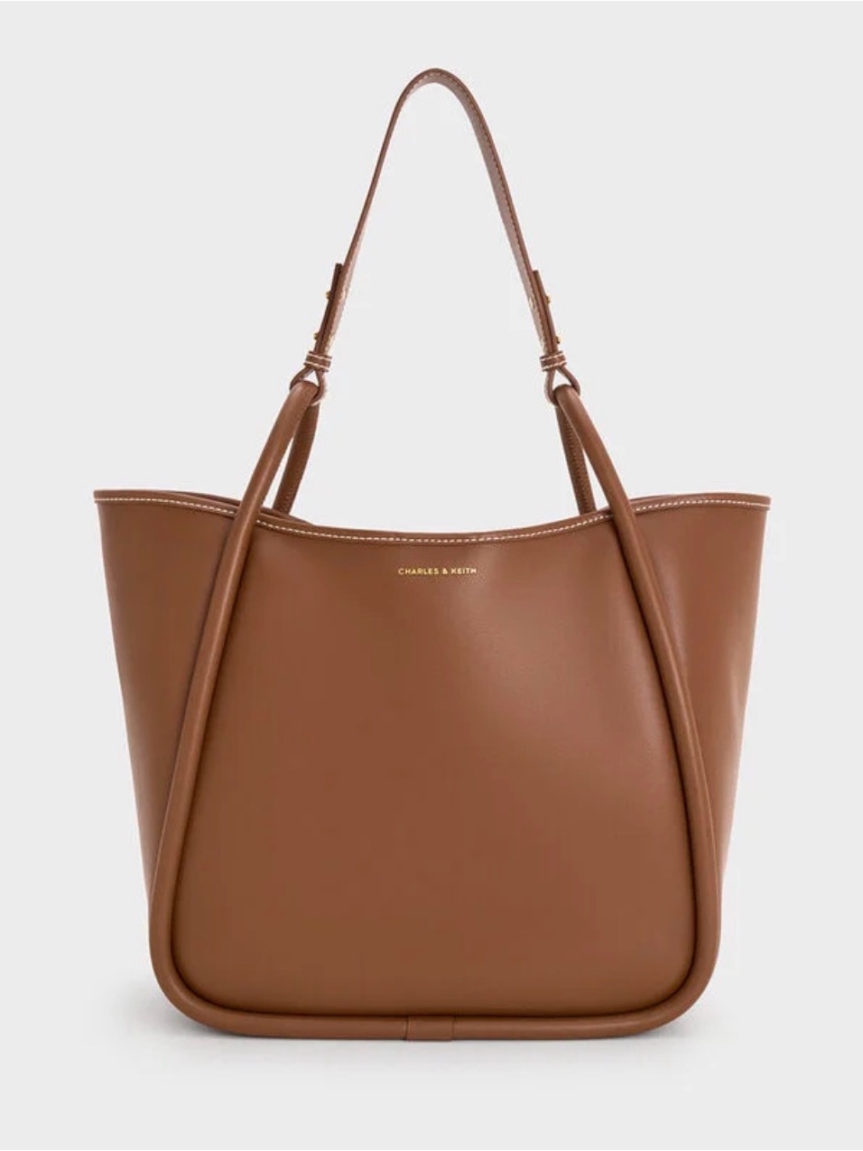 Charles & Keith Cognac Brown Smooth Tote Bag